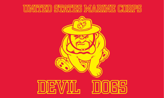 Wholesale USMC MARINES BULL DOG ( DEVIL DOG ) 3' X 5' FLAG (Sold by the piece)