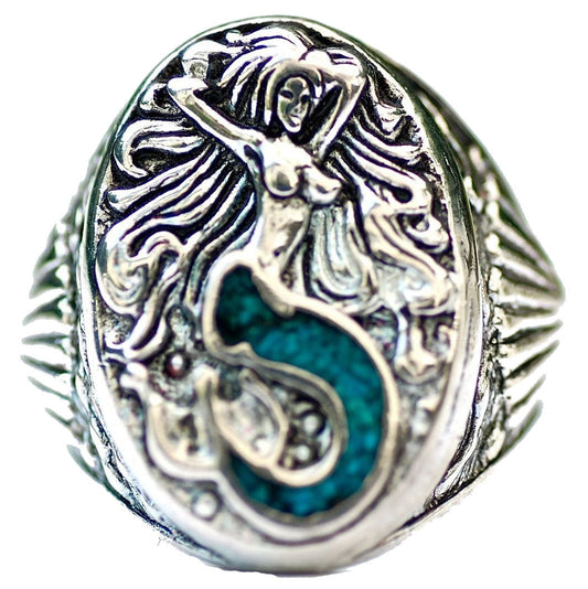 Buy INLAYED MERMAID BIKER RINGBulk Price