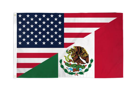 Wholesale COMBO MEXICO AMERICAN DIAGONAL FLAG 3 X 5 FLAG ( sold by the piece )