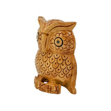 Handcrafted Wooden Owl Statue