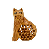 Handcrafted Wooden Jaali Cat Sitting