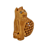 Handcrafted Wooden Jaali Cat Sitting