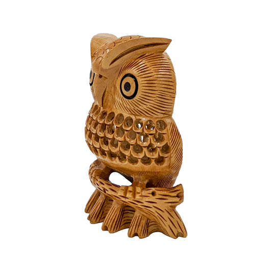 Wooden Handmade Carved Owl Statue