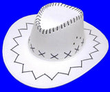 Wholesale WHITE COLOR HEAVY LEATHER LOOKING COWBOY HAT  (Sold by the piece or dozen)