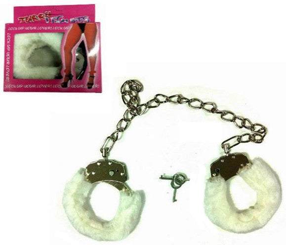 Buy WHITE FUR LINED LEG CUFFSBulk Price