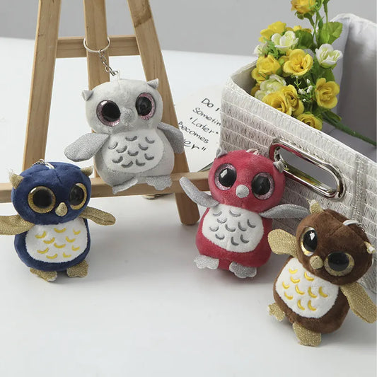 Colorful Big Eyes Owl Soft Plush Stuffed Keychains - Assorted