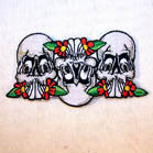 Wholesale TRIPLE SKULL ROSES 4 IN PATCH (Sold by the piece) CLOSEOUT AS LOW AS .75 CENTS EA