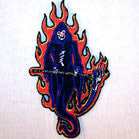 Wholesale REAPER FLAMES 4 INCH PATCH (Sold by the piece or dozen ) CLOSEOUT AS LOW AS .75 CENTS EA