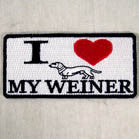 Wholesale I LOVE MY WEINER DOG 4 INCH PATCH (Sold by the piece OR dozen ) CLOSEOUT AS LOW AS 75 CENTS EA