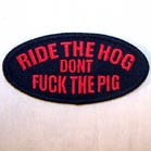 Wholesale RIDE THE HOG 4 INCH PATCH (Sold by the piece or dozen ) CLOSEOUT AS LOW AS 75 CENTS EA