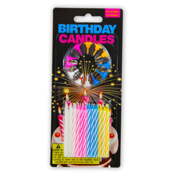 Birthday Candles with Decorative Holders Set