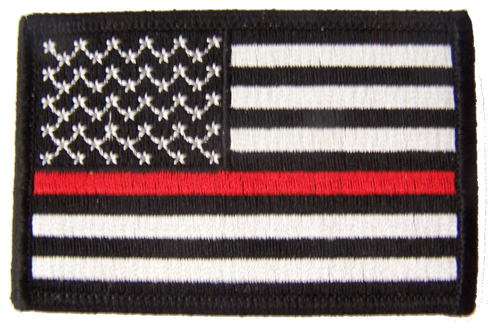 Wholesale THIN RED LINE AMERICAN FLAG EMBROIDERED PATCH (Sold by the piece)