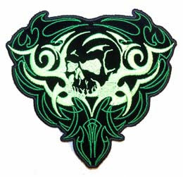 Buy GREEN TRIBAL SKULL PATCHBulk Price