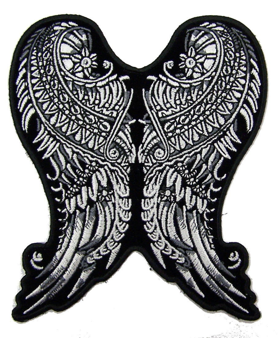 Wholesale ORNATE ANGEL WINGS EMBROIDERED PATCH 5 INCH (Sold by the piece)