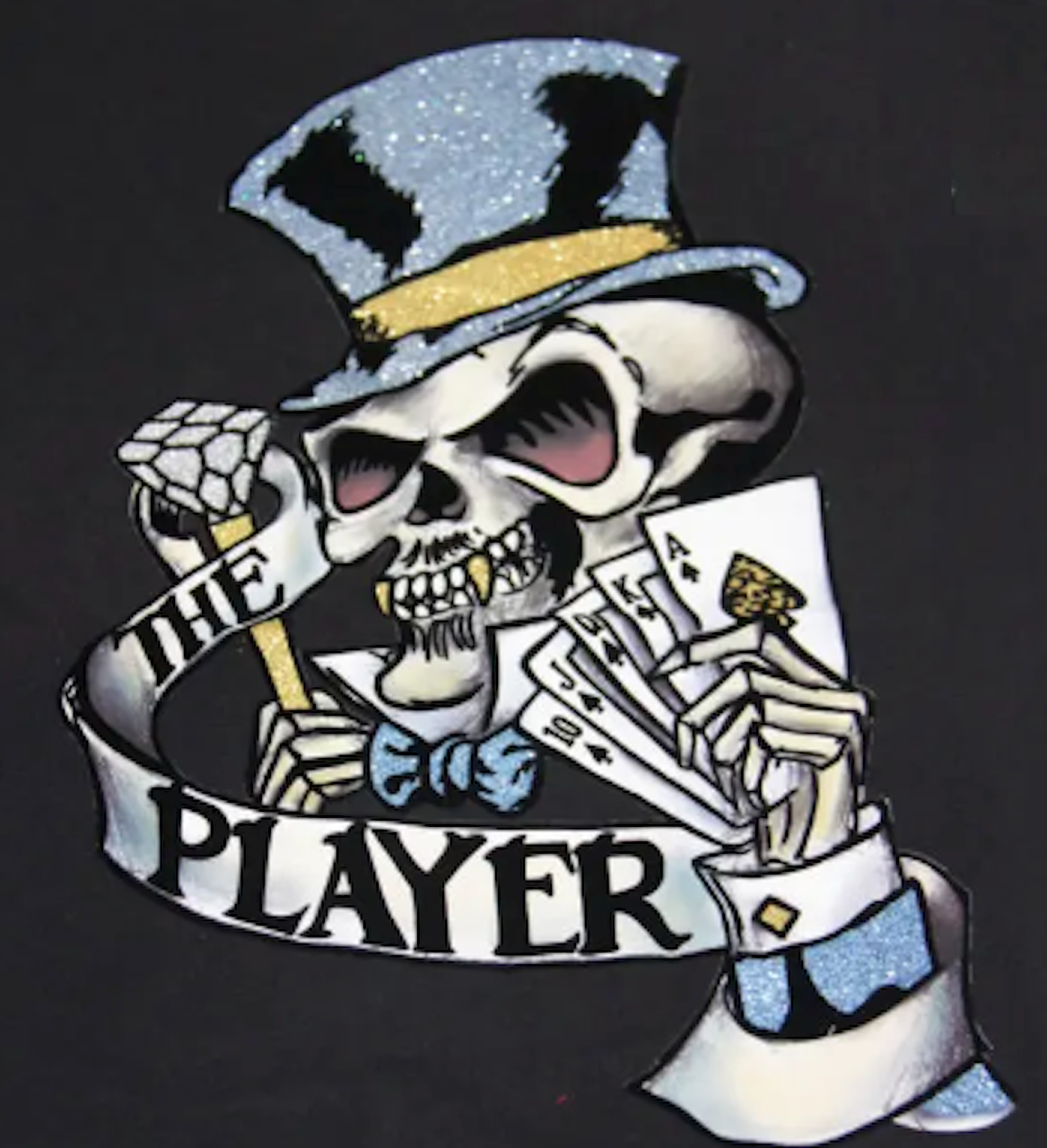 Wholesale THE PLAYER SKULL BLACK SHORT SLEEVE TEE SHIRT (Sold by the piece)