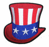 Wholesale UNCLE SAM AMERICAN FLAG HAT 3 IN EMBROIDERED PATCH  (sold by the piece )