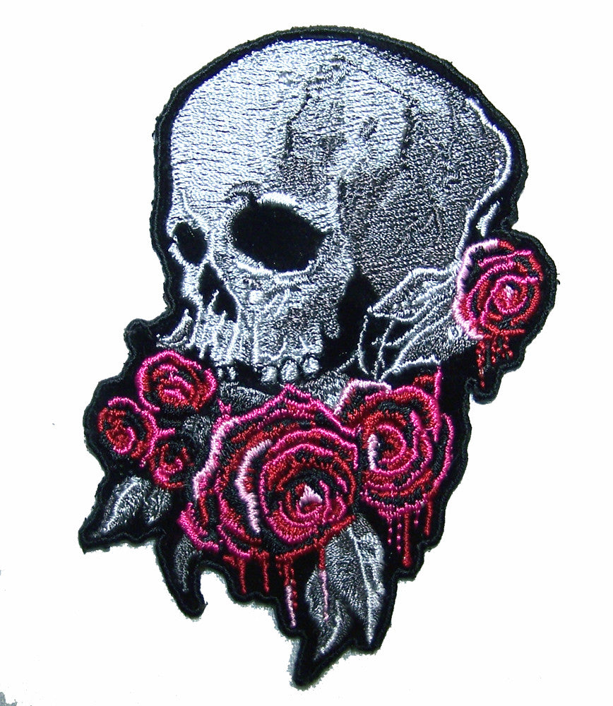 Buy SKULL BLEEDING ROSES 4 IN EMBROIDERED PATCHBulk Price