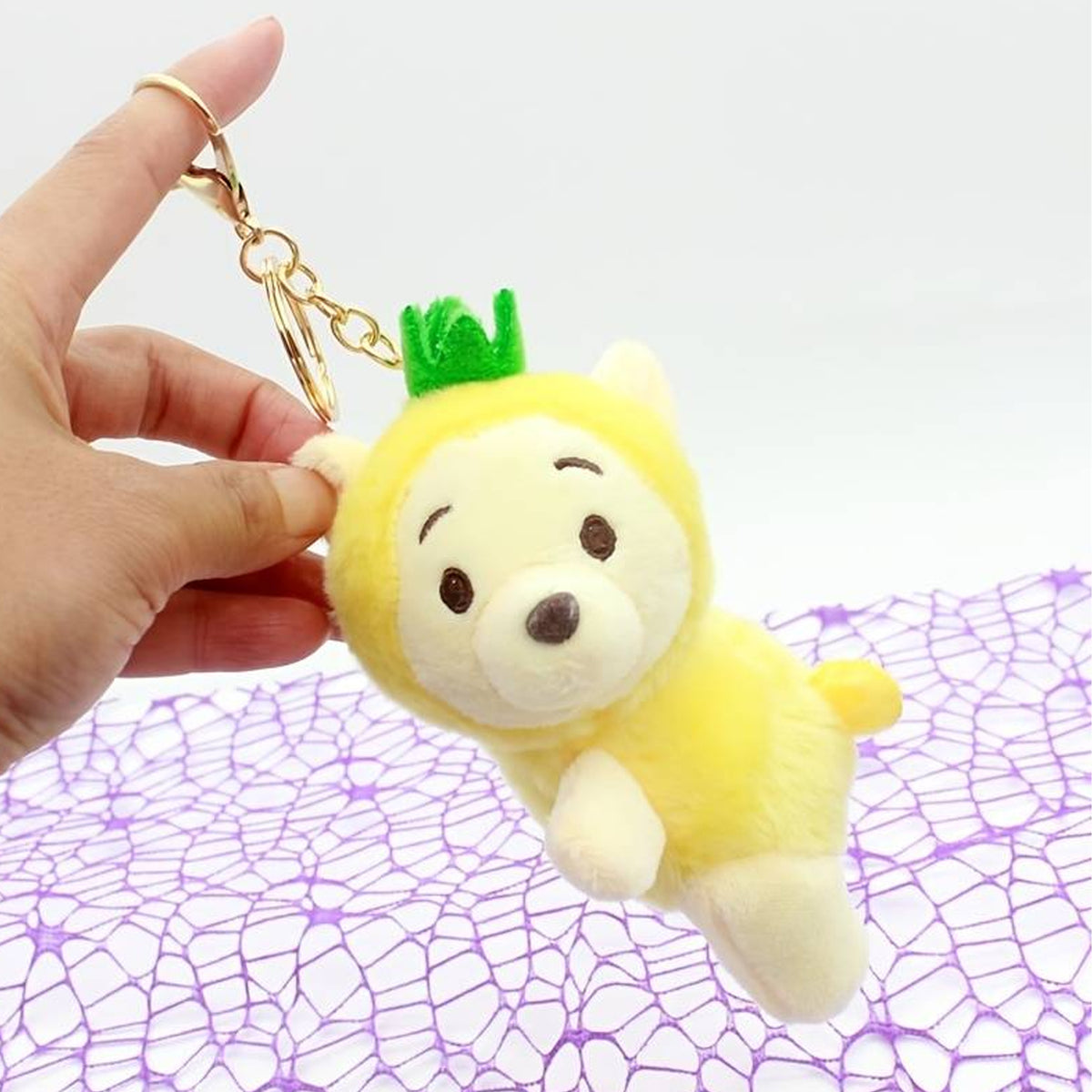 Cute Bear Pineapple Theme Soft Stuffed Plush Keychains