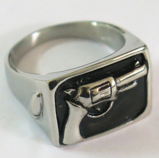 Wholesale HAND PISTOL GUN STAINLESS STEEL BIKER RING ( sold by the piece )