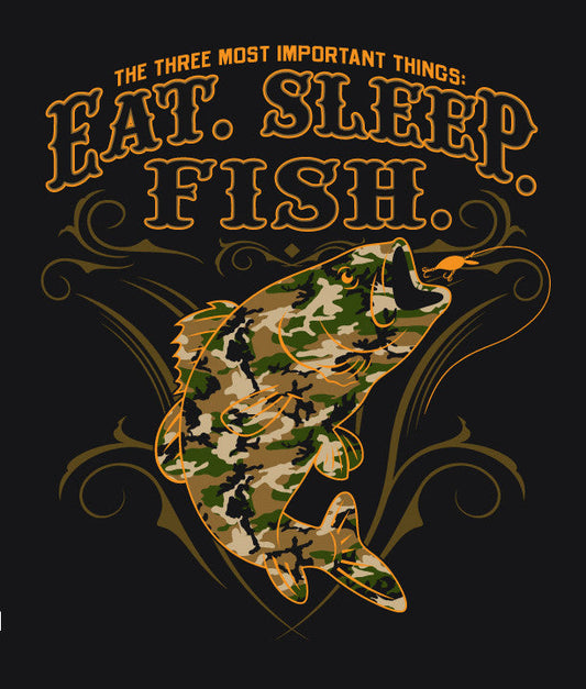 Buy EAT SLEEP FISH CAMO SHORT SLEEVE TEE SHIRT SIZE XXL ONLYBulk Price