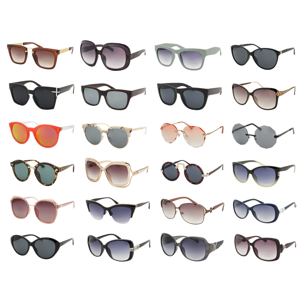 Wholesale MIX #1 TRENDY WOMEN'S ASSORTED UV400 SUNGLASSES (Sold by the 6 PC OR 12 PC LOT)