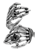 Wholesale ADJUSTABLE SKELETON HANDS METAL BIKER RING ( sold by the piece)