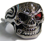 Wholesale SKULL RED EYE W CIGAR STAINLESS STEEL BIKER RING ( sold by the piece )