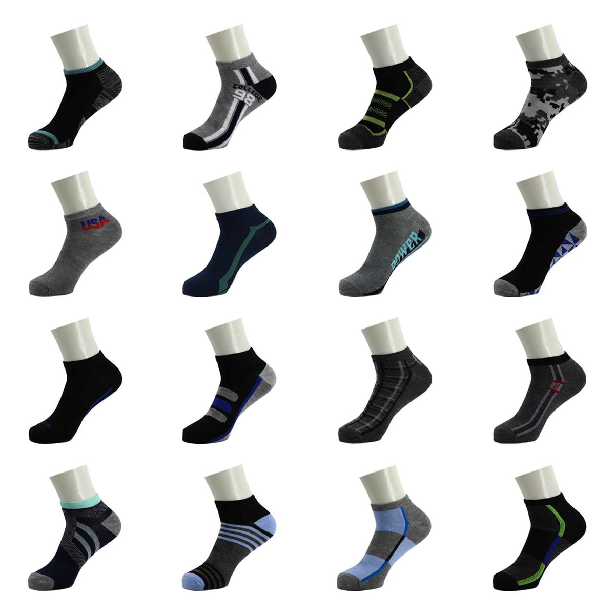 Buy Men's Low Cut Wholesale Sock, Size 10-13 in Assorted Designs - Bulk Case of 144 Pairs