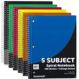 Wholesale 5 Subject Spiral Notebook For Collage Student