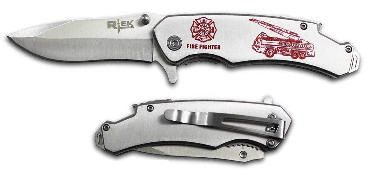 Buy SILVER FIRE FIGHTER STAINLESS STEEL 8 INCH FOLDING KNIFE Bulk Price