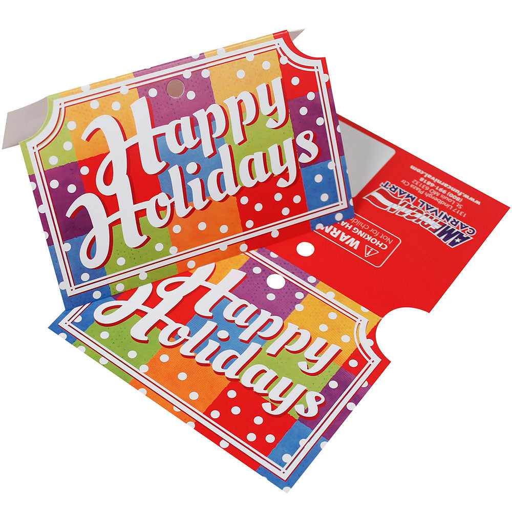 Happy Holidays Stocking Header Cards In Bulk