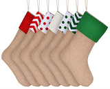 Wholesale Natural Assorted Burlap Stocking for Hanging Christmas Gifts (MOQ-6)