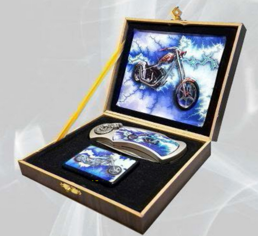 Buy BLUE ARROW LIGHTNING SKYMOTORCYCLE KNIFE WITH OIL LIGHTER BOXED KNIFEBulk Price