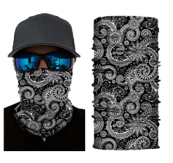 Wholesale GRAY PAISLEY SWIRLS SEAMLESS BANDANA FACE COVER TUBE MULTI FUNCTION MASK WRAPS