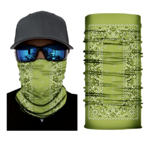 Wholesale LIME GREEN PAISLEY SEAMLESS BANDANA FACE COVER TUBE MULTI FUNCTION MASK WRAPS