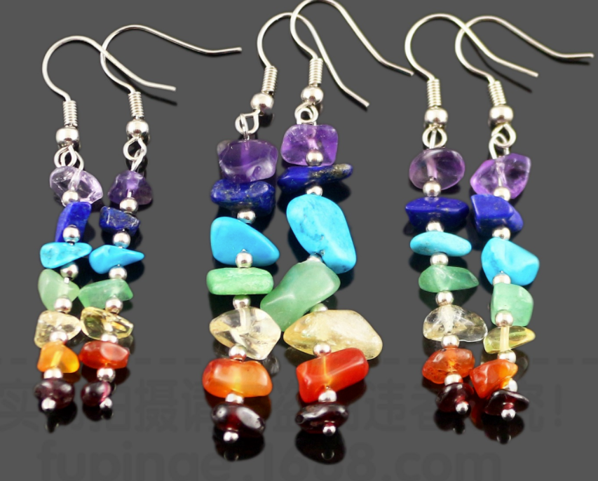 Buy RAINBOW STONE CHAKRA EARRINGS (sold by the pair)Bulk Price