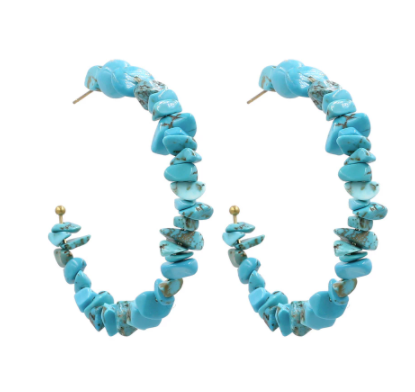 Buy U SHAPED HOOP TURQUOISE STONE EARRINGSBulk Price