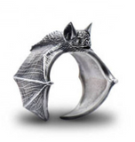 Adjustable Metal Flying Bat Biker Ring - Assorted (Dozen Pack)