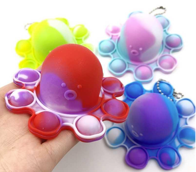 Wholesale Octopus Keychain Reversible Bubble Stress Reliever Toy (sold by the piece or dozen)