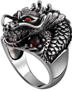 Wholesale RED EYE DRAGON METAL BIKER RING (SOLD BY THE PIECE)