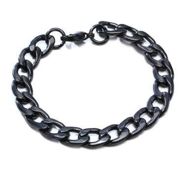 Wholesale 7MM BLACK CUBAN CHAIN ADJUSTABLE BRACELET ( sold by the piece)