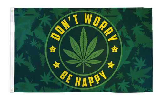 Buy DON'T WORRY BE HAPPY POT LEAFMARIJUANA 3' X 5' FLAGBulk Price