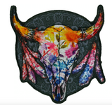 Buy WILDFLOWER WATERCOLOR COW SKULL3.5 X 3.5 INCH EMBROIDERED PATCHBulk Price