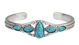 Wholesale TEARDROP TURQUOISE COLOR STONE SILVER CUFF BRACELET