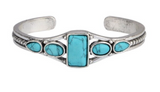 Wholesale SQUARE TURQUOISE COLOR STONE SILVER CUFF BRACELET