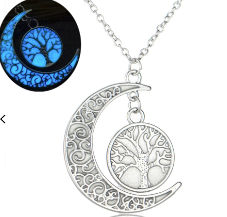 Glow in the Dark Moon & Tree Necklace - Radiate Nighttime Magic (Sold By Piece Or Dozen)