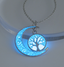 Wholesale GLOW IN THE DARK MOON & TREE NECKLACE