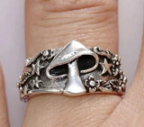 Wholesale MUSHROOM FLOWERS AND STARS METAL BIKER RING ( sold by the piece)