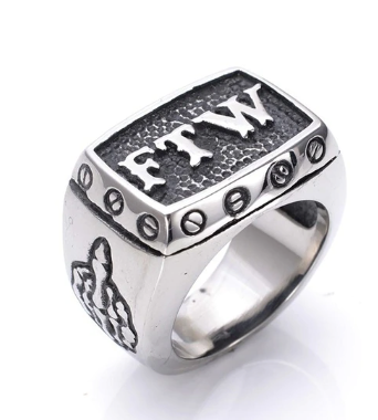 Wholesale FTW #3 MIDDLE FINGER METAL BIKER RING (sold by the piece)