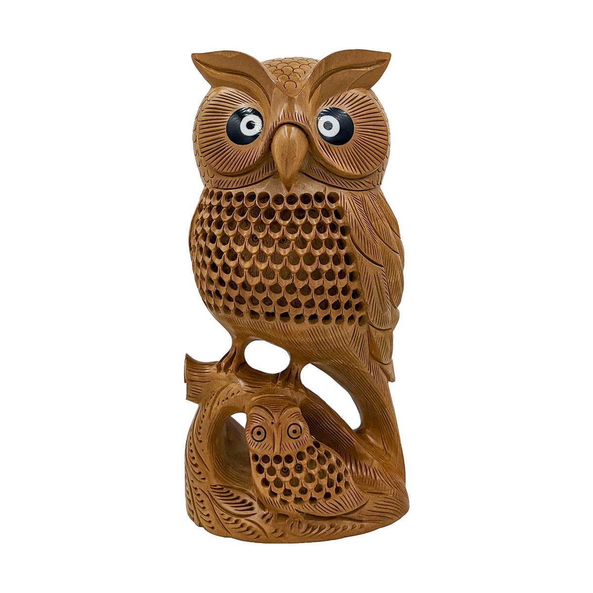 Wooden Handmade Carved Owl Statue